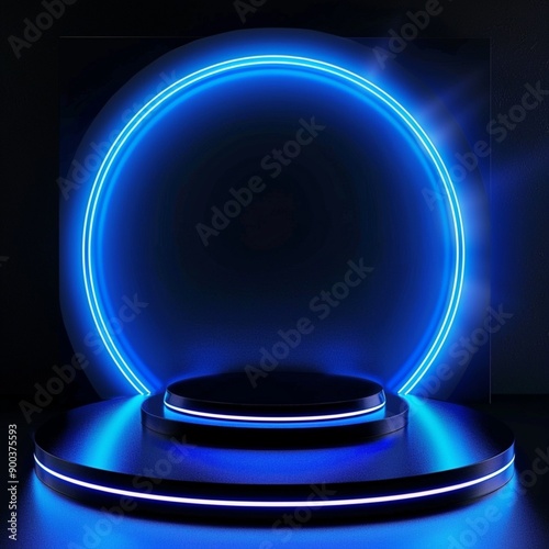 3D Space Technology Podium on Dark Background