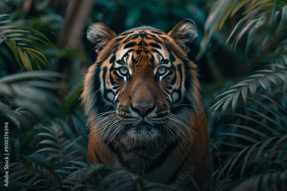 Tiger Lying in Dense Jungle Tiger Lying in Dense Jungle