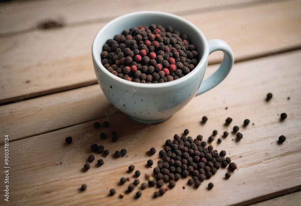 ceramic cup filled with whole black peppercorns ceramic cup filled with whole black peppercorns