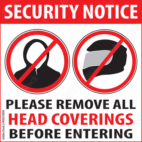 Remove all head coverings before entering sign vector.eps