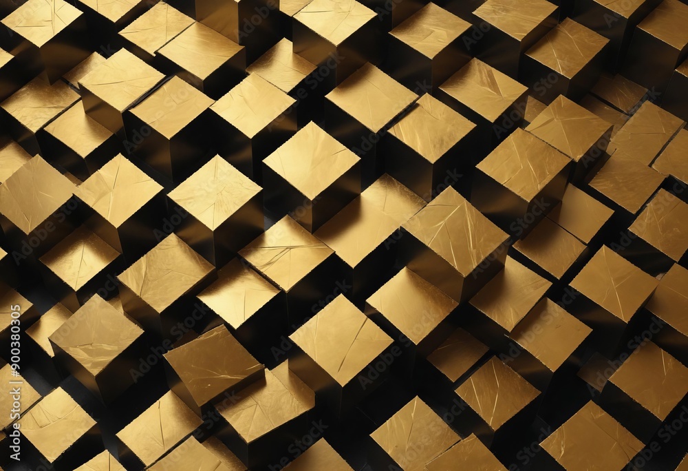 A striking abstract composition featuring layers of golden squares A striking abstract composition featuring layers of golden squares