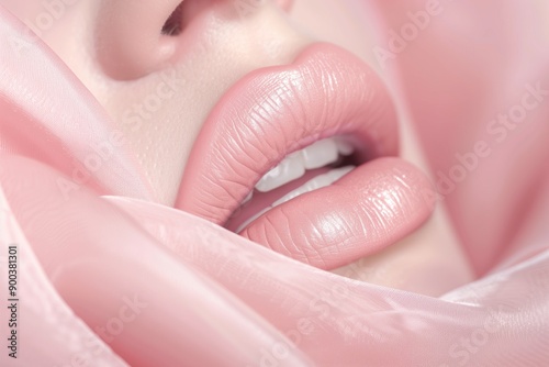 beautiful plump lips, close-up photo
