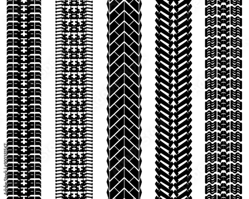 Car wheel prints, seamless  patterns		

