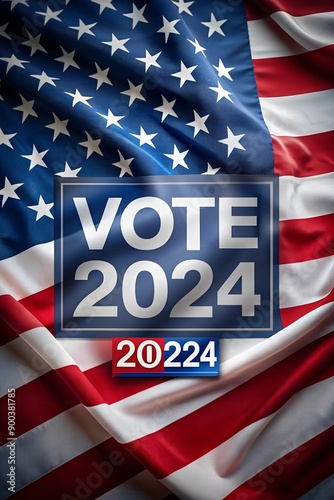 US elections 2024, American flag and the word VOTE 2024. The concept of voting in the United States photo