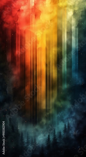 Colorful Gradient with Abstract Vertical Lines, Ideal for Modern Art and Design Concepts