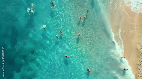 Aerial View of People Enjoying the Beach