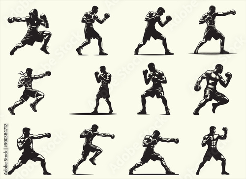 Boxing Player Silhouette Vector Illustration