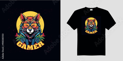 Angry cat t-shirt design 