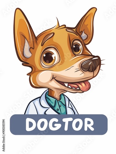 Cartoon dog doctor with big ears and tongue out photo