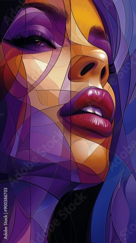 Abstract illustration of a woman's face with vibrant colors
