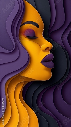 Abstract illustration of a woman's face with layered colors