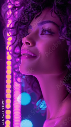 Woman in Neon Light