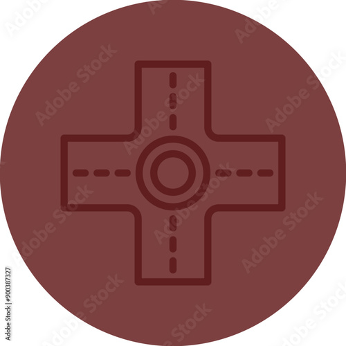 Four Way Intersection Vector Line Maroon Circle Maroon