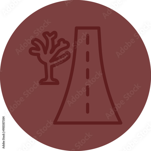 Roadside Vector Line Maroon Circle Maroon
