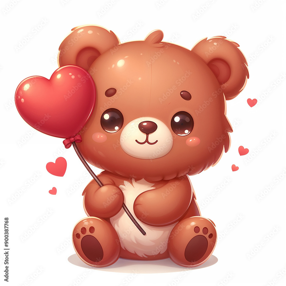 Fototapeta premium Cute cartoon teddy bear on white background. AI