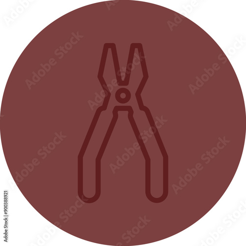 Pliers Vector Line Maroon Circle Maroon