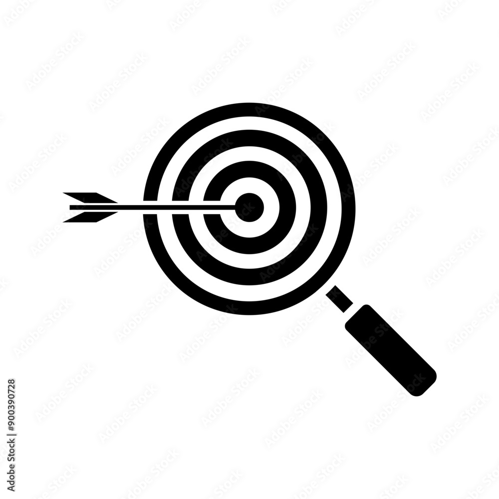 Magnifying glass with arrow target, illustration of business and marketing target icon vector Magnifying glass with arrow target, illustration of business and marketing target icon vector