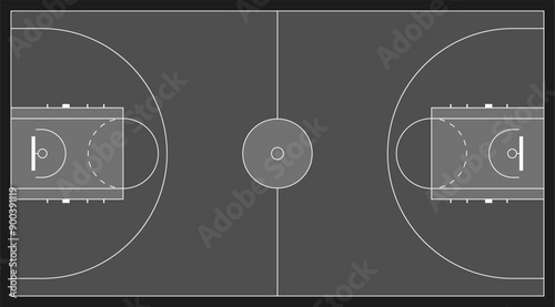 Basketball court line style. Basketball Arena. Basketball Court Flat Icon. Basket ball field playground stadium league scheme, layout. Vector