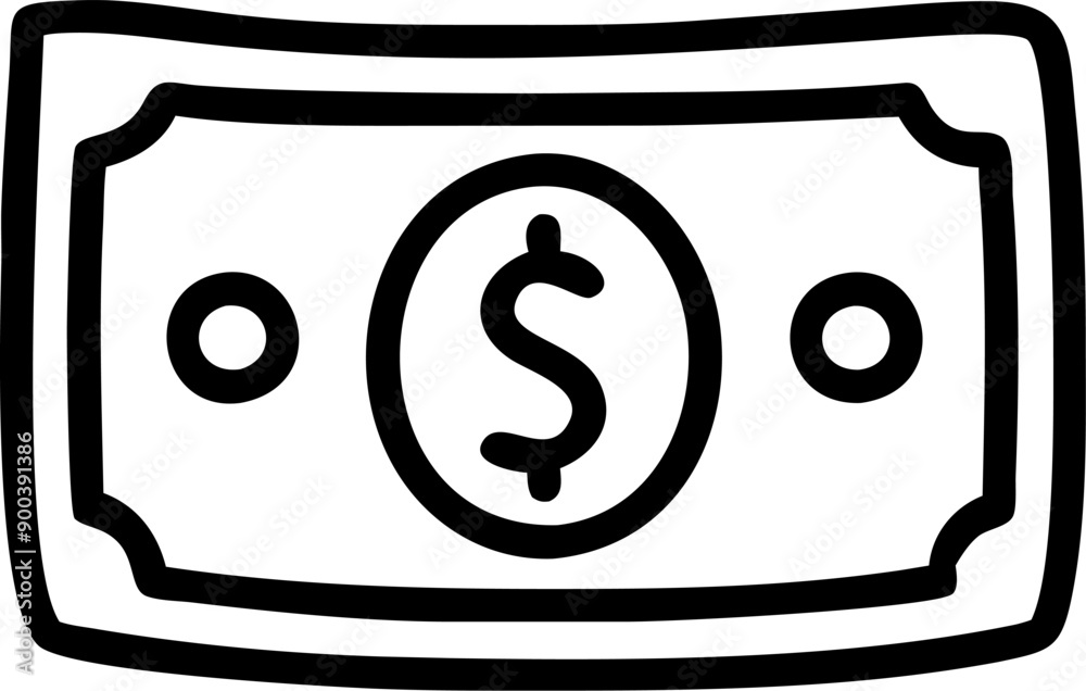 A drawing of a dollar bill with a dollar sign on it A drawing of a dollar bill with a dollar sign on it