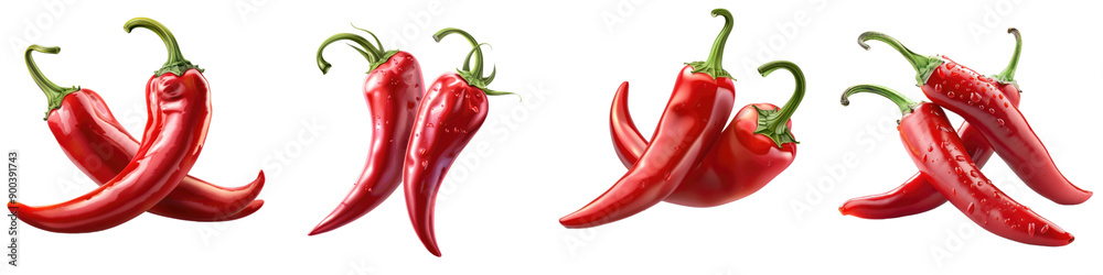 Vibrant red chili peppers captured in a fresh and natural setting, ideal for culinary and food photography. Vibrant red chili peppers captured in a fresh and natural setting, ideal for culinary and food photography.