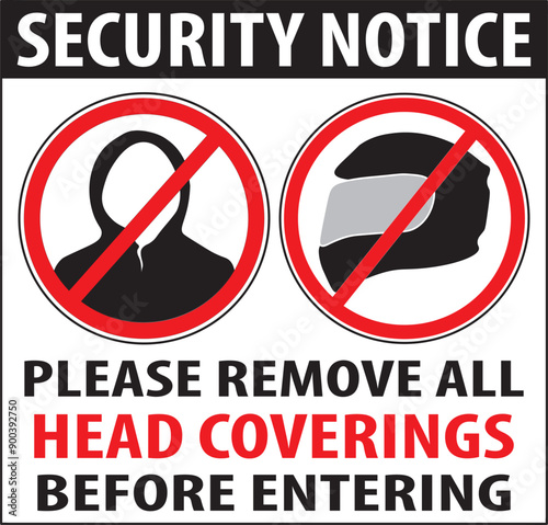 Remove all head coverings before entering warning sign vector.eps