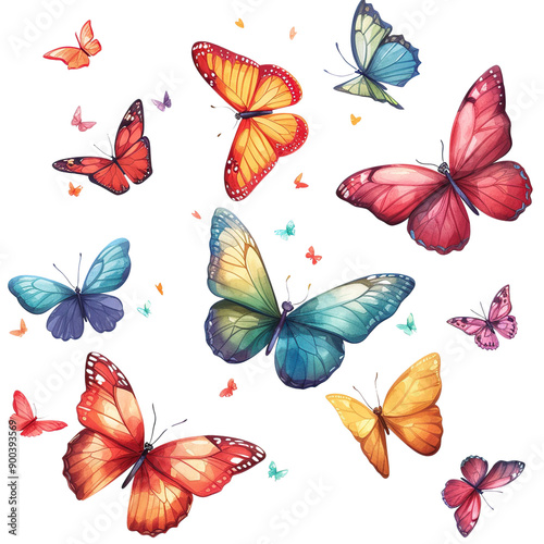 Disney Styled Cartoon Butterflies Flying Isolated Transparent