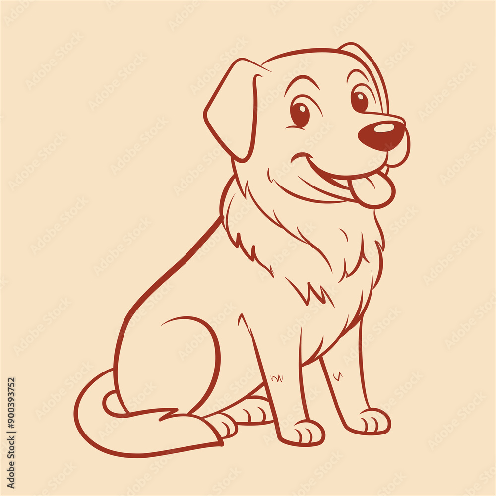 adorable dog oulitne vector drawing