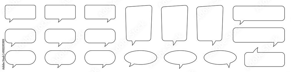 Speech bubble, speech balloon, chat bubble line art icon for apps and websites. Speech bubble, speech balloon, chat bubble line art icon for apps and websites.