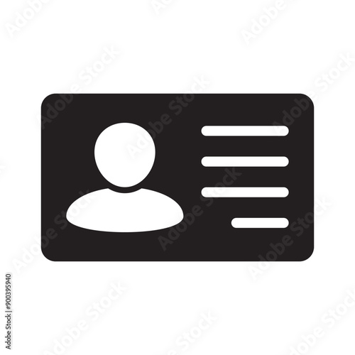 ID Card icon. Employee clerk card, driver license, Identification card, staff identification card symbol. Design for website and mobile app.