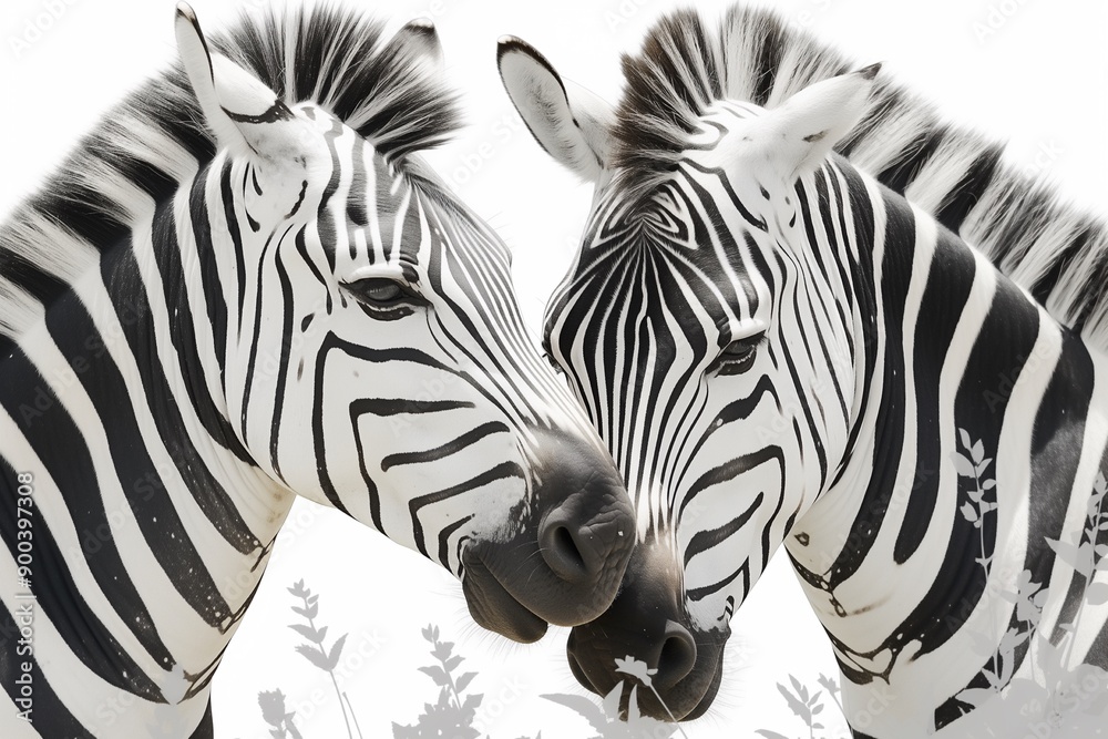 Zebras kissing romantically Zebras kissing romantically