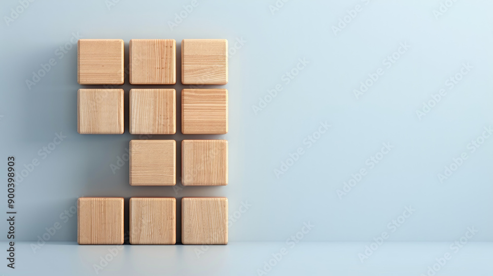 Explore a creative flat design illustration featuring wooden blocks arranged to symbolize business milestones, ideal for corporate projects and presentations. Explore a creative flat design illustration featuring wooden blocks arranged to symbolize business milestones, ideal for corporate projects and presentations.