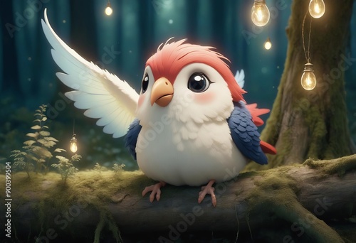 develop a 3d bird sweet and animated like in fairy tales photo