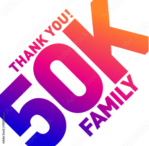 thank you 50k followers vector icon