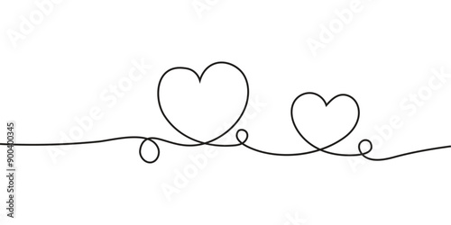 one line Heart icon hand drawn