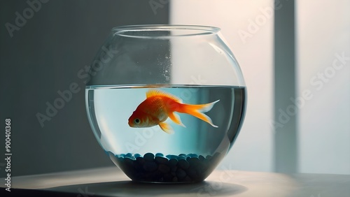Fish bowl with a goldfish in it