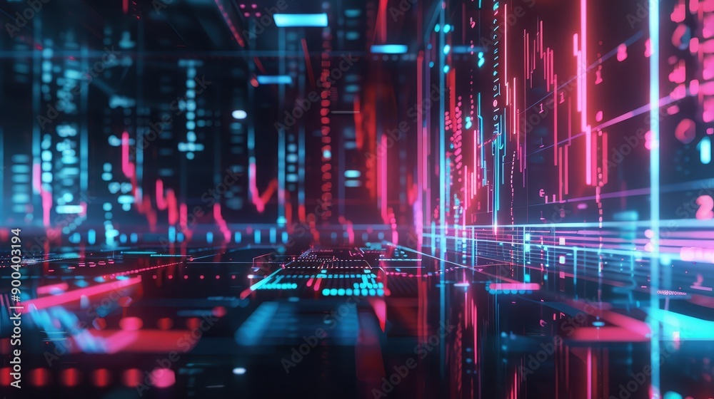 financial graphs with holographic effects, representing stock market analysis. financial graphs with holographic effects, representing stock market analysis.