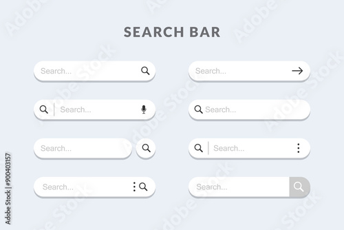 Search bar vector element design. Set of search boxes ui template