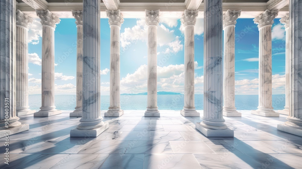 Fototapeta premium Ancient Marble Columns Overlooking the Sea