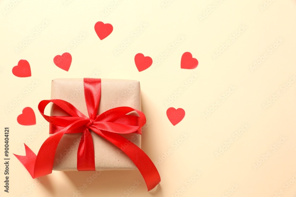 Beautiful gift on a colored background Beautiful gift on a colored background