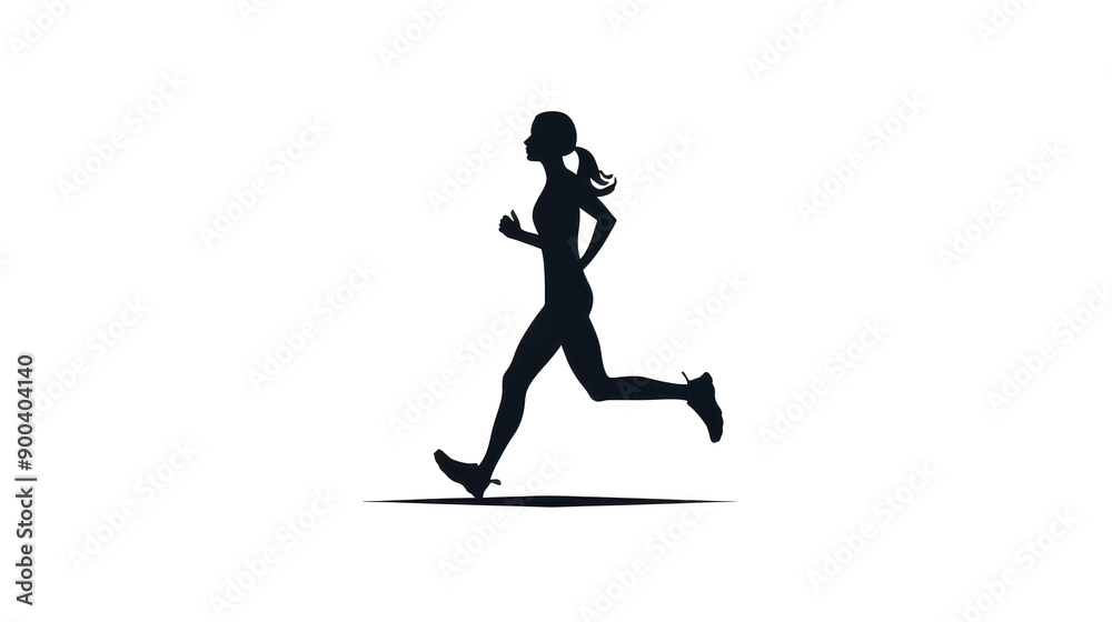 Dynamic silhouette of a female runner in motion against a clean, simple background, emphasizing athleticism and strength. Dynamic silhouette of a female runner in motion against a clean, simple background, emphasizing athleticism and strength.