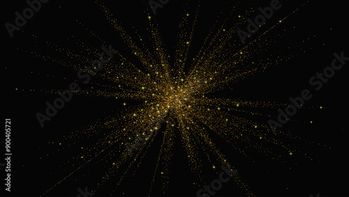 Glitter burst with golden texture. Vector background