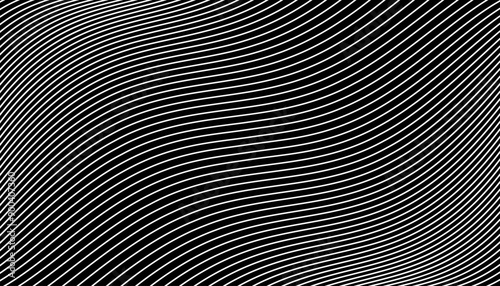 Diagonal wave lines black pattern, striped seamless texture with slanted lines, line background