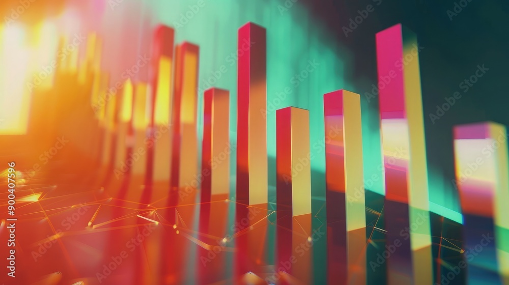 Obraz premium 3D financial growth graph with rising trends, symbolizing business success.