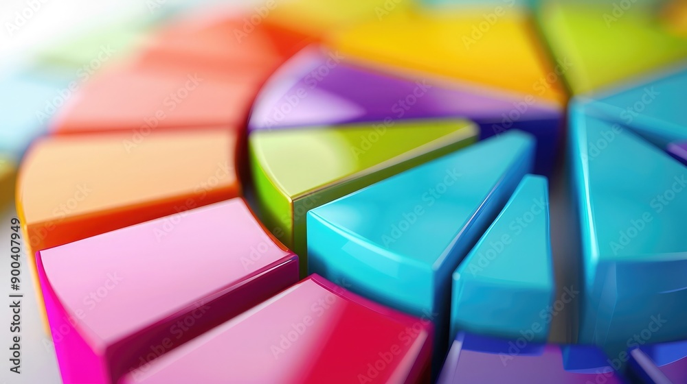 3D financial pie charts with vibrant colors, illustrating financial distribution. 3D financial pie charts with vibrant colors, illustrating financial distribution.