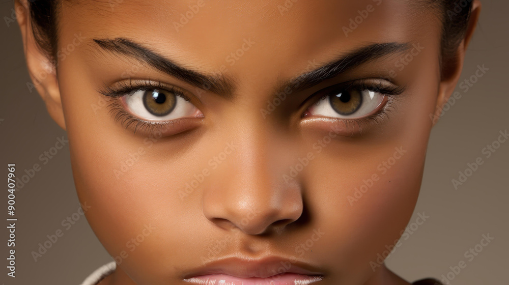 Moody black teenager with eye roll, on white background. Moody black teenager with eye roll, on white background.