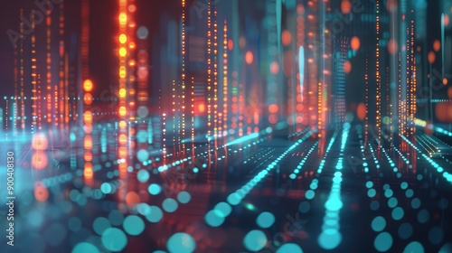 3D financial timeline with data points, representing historical financial data.