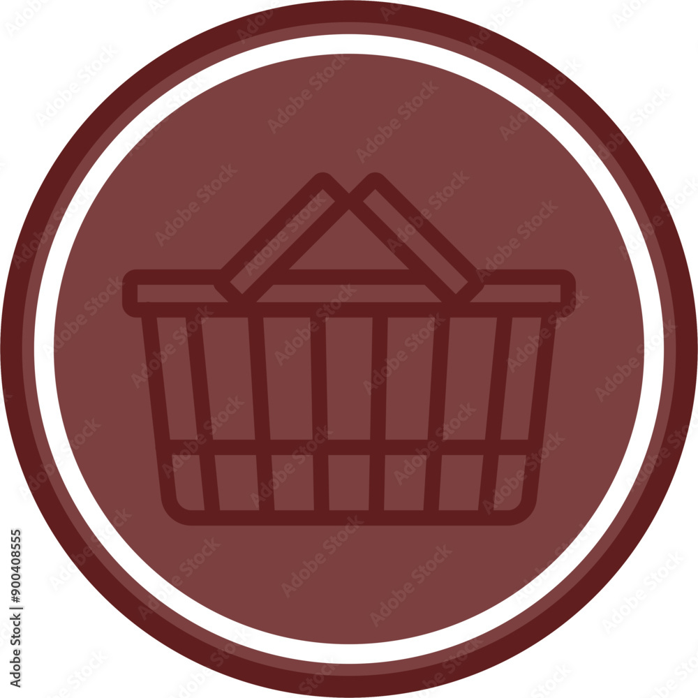 Shopping Basket Vector Line Double Circle Maroon Shopping Basket Vector Line Double Circle Maroon