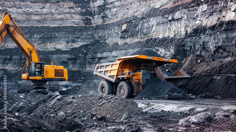 Heavy machinery in a coal mine, illustrating fossil fuel extraction Heavy machinery in a coal mine, illustrating fossil fuel extraction
