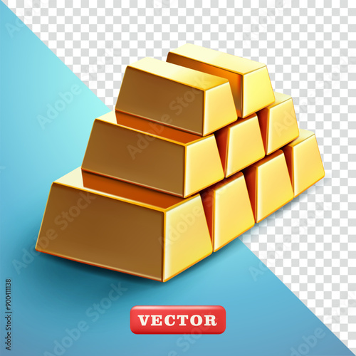 Stack of Gold Bars, 3d vector. Suitable for financial, business and element designs