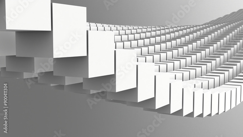 3D grayscale rendering of abstract structure. A simple, minimal, and modern or contemporary background or wallpaper. 3D rendering